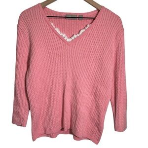 Croft & Barrow Cable Knit Sweater Women’s Size Large Office Casual Preppy